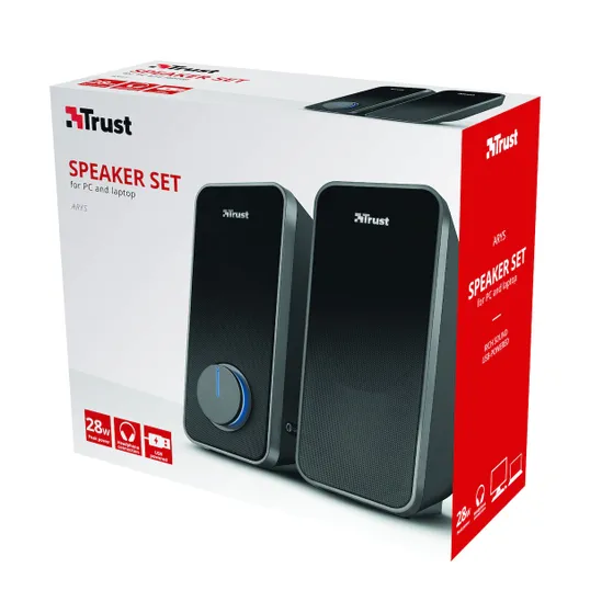 Trust Arys Compact RGB LED 2.0 speaker set Zwart