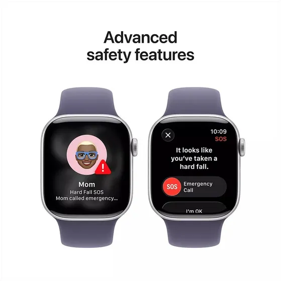 Apple Watch Series 11 GPS 42mm Silver Aluminium Case met Purple Fog Sport Band - M/L Zilver