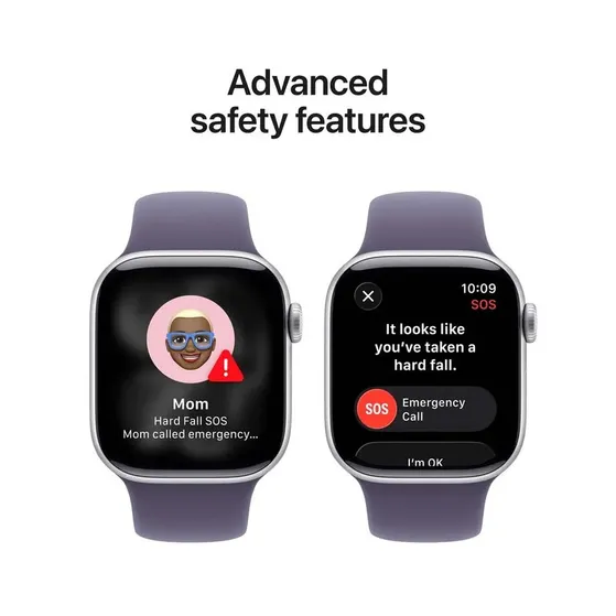 Apple Watch Series 11 GPS 42mm Silver Aluminium Case met Purple Fog Sport Band - S/M Zilver