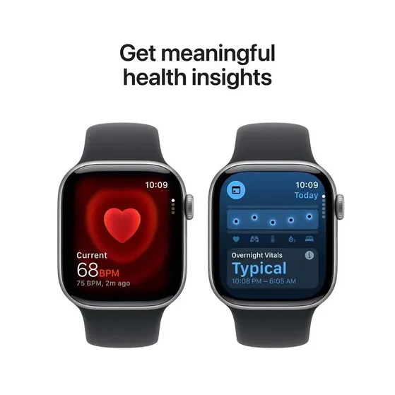 Apple Watch Series 11 GPS 42mm Space Grey Aluminium Case met Black Sport Band - S/M Spacegrijs