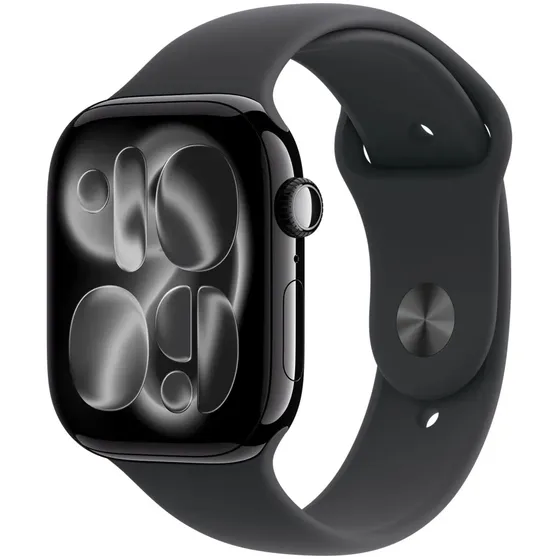 Apple Watch Series 11 GPS 46mm Jet Black Aluminium Case met Black Sport Band - S/M Zwart