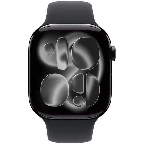 Apple Watch Series 11 GPS 46mm Jet Black Aluminium Case met Black Sport Band - S/M Zwart