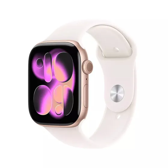 Apple Watch Series 11 GPS 46mm Rose Gold Aluminium Case met Light Blush Sport Band - S/M Rose/goud
