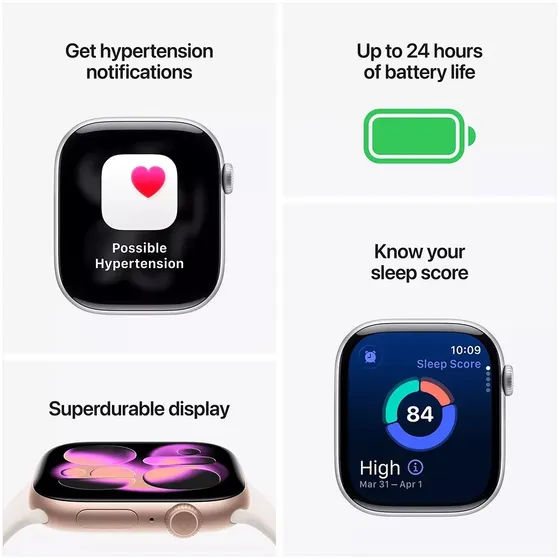 Apple Watch Series 11 GPS 46mm Space Grey Aluminium Case met Black Sport Band - M/L Spacegrijs