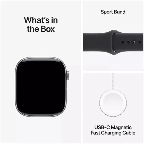 Apple Watch Series 11 GPS 46mm Space Grey Aluminium Case met Black Sport Band - S/M Spacegrijs