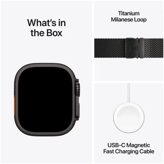 Apple Watch Ultra 3 GPS + Cellular 49mm met Milanese Loop - Large Zwart