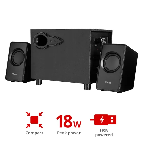 Trust Avora 2.1 subwoofer luidsprekerset Zwart
