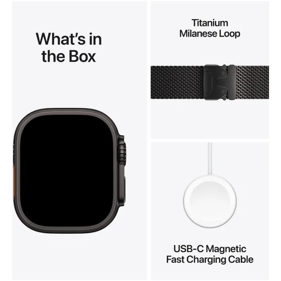 Apple Watch Ultra 3 GPS + Cellular 49mm met Milanese Loop - Small Zwart