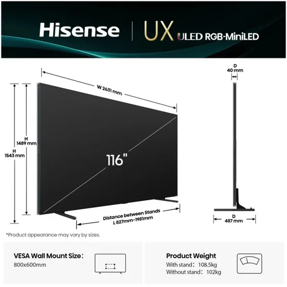 Hisense RGB MiniLED 116UXQ (2026)