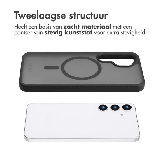 Accezz Rugged Frosted MagSafe Backcover voor Samsung Galaxy S25 Plus Zwart