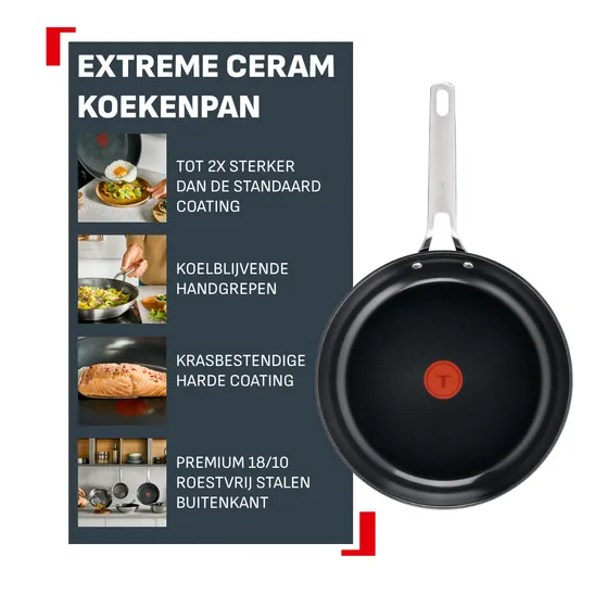 Tefal H87904 Extreme Ceram Koekenpan 24 cm