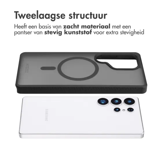 Accezz Rugged Frosted MagSafe Backcover voor Samsung Galaxy S25 Ultra Zwart