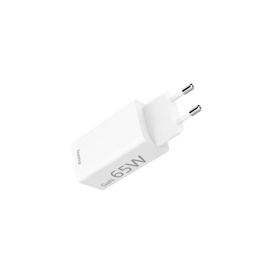 Hama Snellader, GaN, 1x USB-C PD, 1x USB-A QC, mini-oplader, 65 W Wit