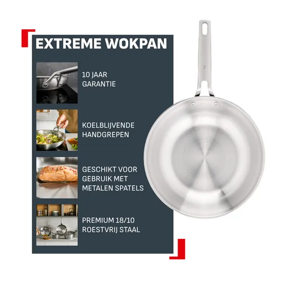 Tefal E52919 Extreme Uncoated Wokpan 28 cm