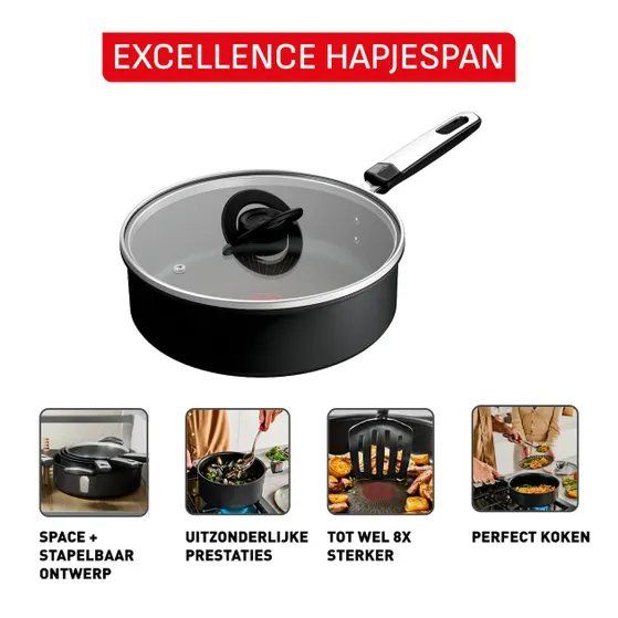Tefal G32032 Excellence Hapjespan 24 cm + deksel