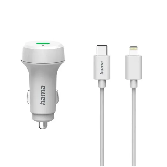 Hama Auto-oplaadset, Lightning, Power Delivery (PD), 20W Wit