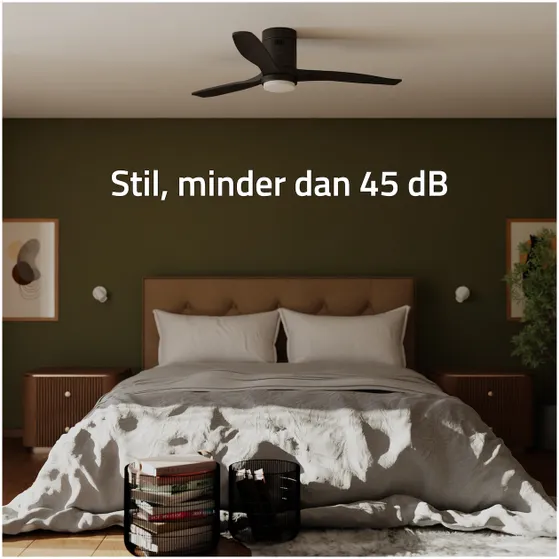Hombli Smart Ceiling Fan & Light - Black & Black Wood