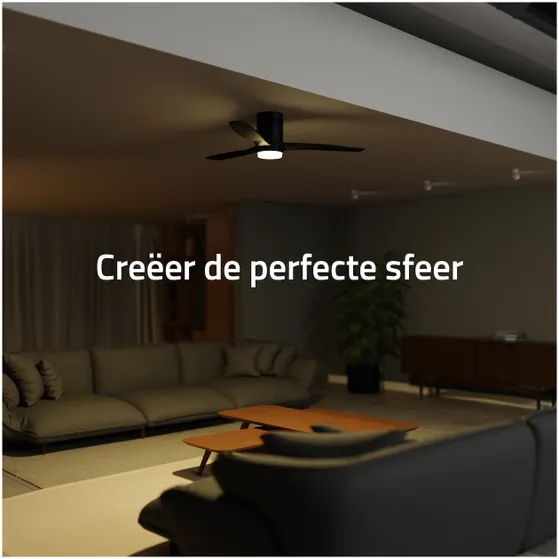 Hombli Smart Ceiling Fan & Light - Black & Black Wood