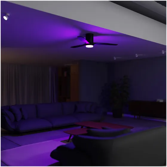 Hombli Smart Ceiling Fan & Light - Black & Black Wood