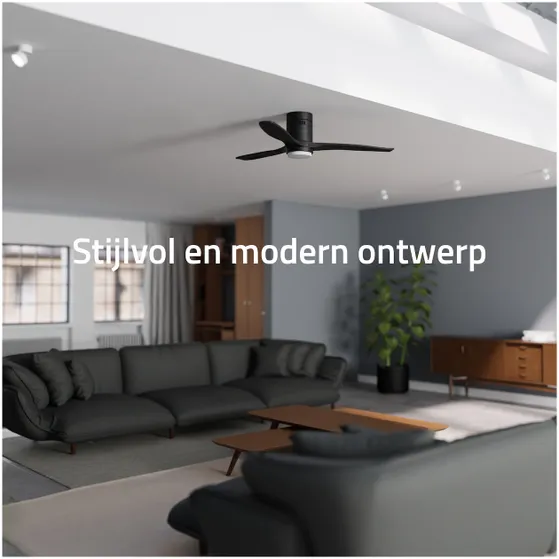 Hombli Smart Ceiling Fan & Light - Black & Black Wood