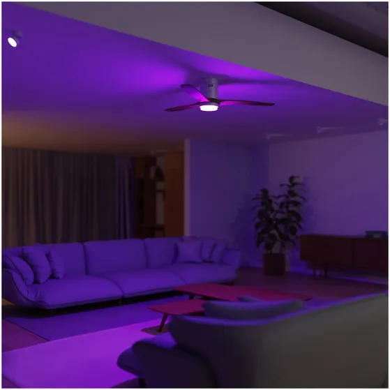 Hombli Smart Ceiling Fan & Light - White & Light Wood