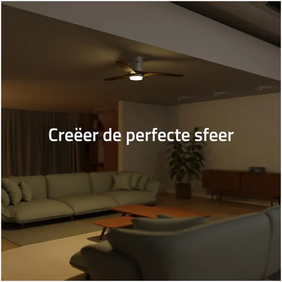 Hombli Smart Ceiling Fan & Light - White & Light Wood