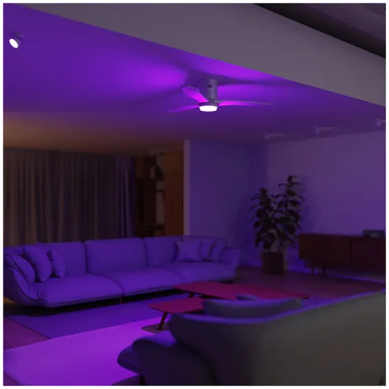 Hombli Smart Ceiling Fan & Light - White & White Wood