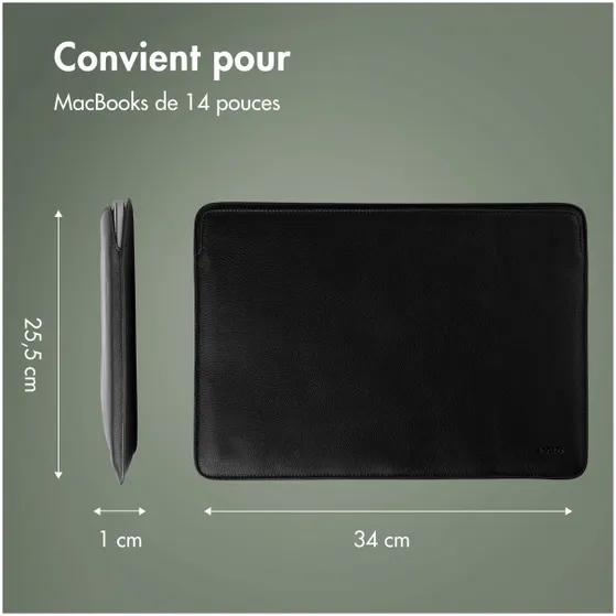 Accezz Leather hoes voor MacBook 14 inch Zwart