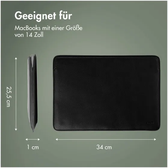 Accezz Leather hoes voor MacBook 14 inch Zwart