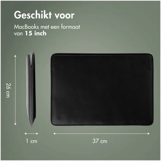 Accezz Leather hoes voor MacBook 15 inch Zwart