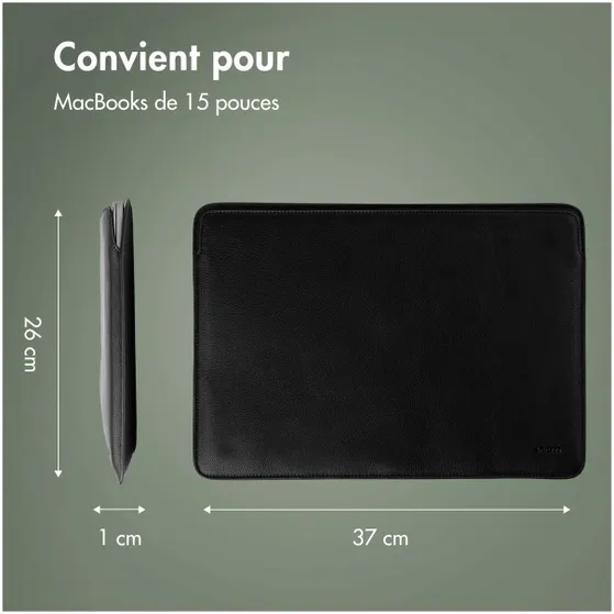 Accezz Leather hoes voor MacBook 15 inch Zwart
