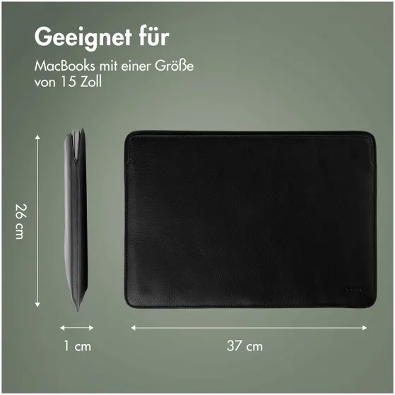 Accezz Leather hoes voor MacBook 15 inch Zwart