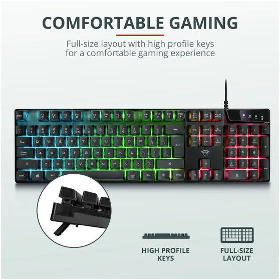 Trust GXT 835 Azor Gaming Toetsenbord Zwart