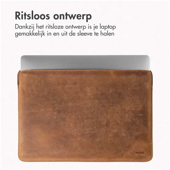 Accezz Leather hoes voor MacBook 15 inch Lichtbruin