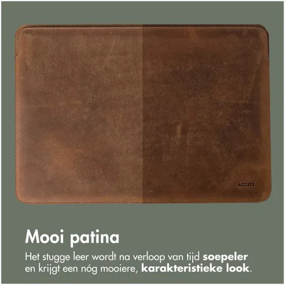 Accezz Leather hoes voor MacBook 15 inch Lichtbruin