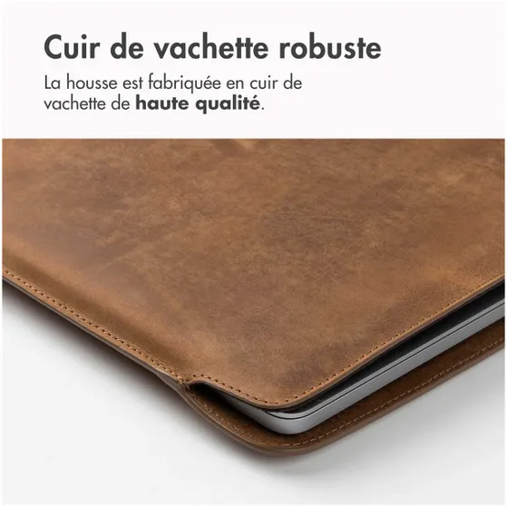 Accezz Leather hoes voor MacBook 15 inch Lichtbruin