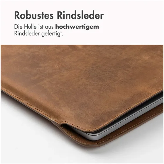 Accezz Leather hoes voor MacBook 15 inch Lichtbruin