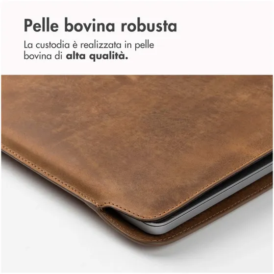 Accezz Leather hoes voor MacBook 15 inch Lichtbruin