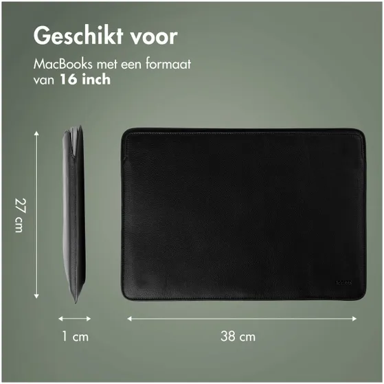 Accezz Leather hoes voor MacBook 16 inch Zwart