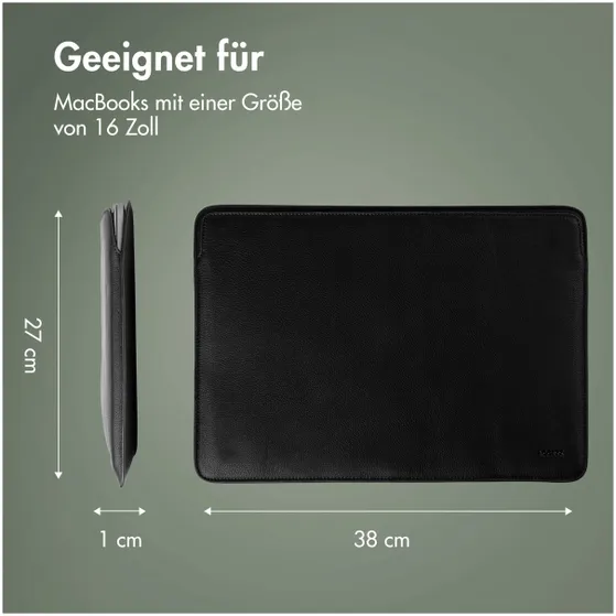 Accezz Leather hoes voor MacBook 16 inch Zwart