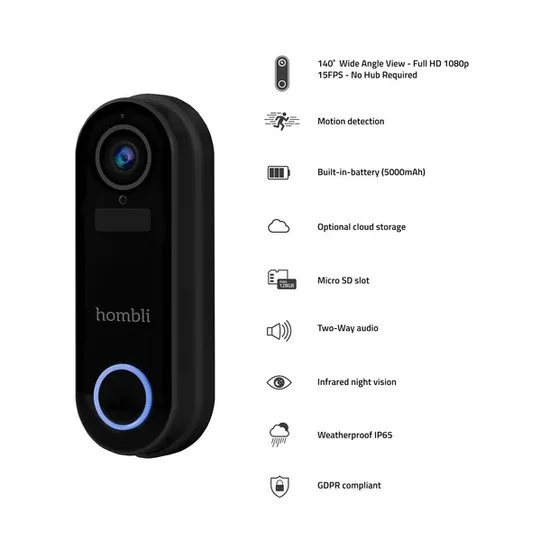 Hombli Smart Doorbell Pack Zwart