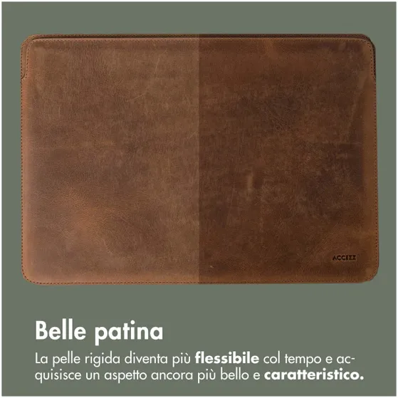 Accezz Leather hoes voor MacBook 16 inch Lichtbruin