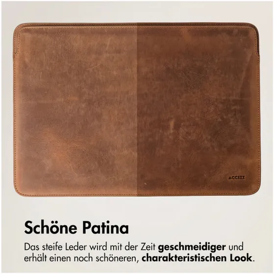 Accezz Leather hoes voor MacBook 16 inch Lichtbruin