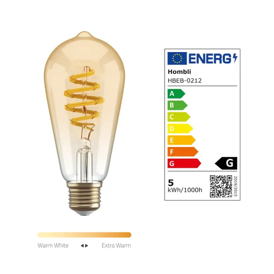Hombli Smart Filament Bulb CCT E27 ST64 Lichtbruin