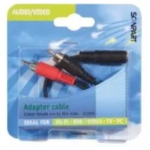 Scanpart audio adapterkabel 3.5mm - 2xRCA 0,2m Zwart