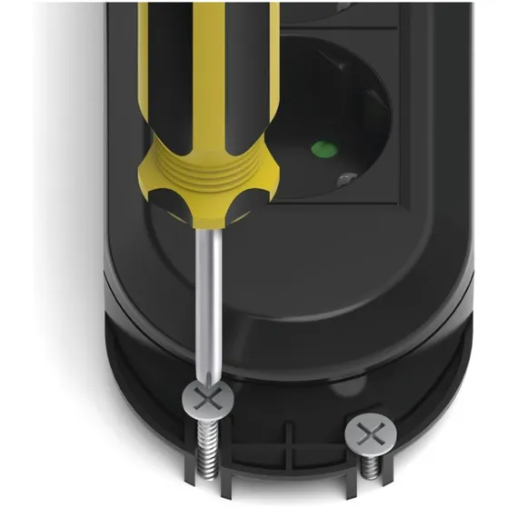 Hama Stekkerdoos, 6-voudig, schakelaar, wandmontage, 1,5 m Zwart