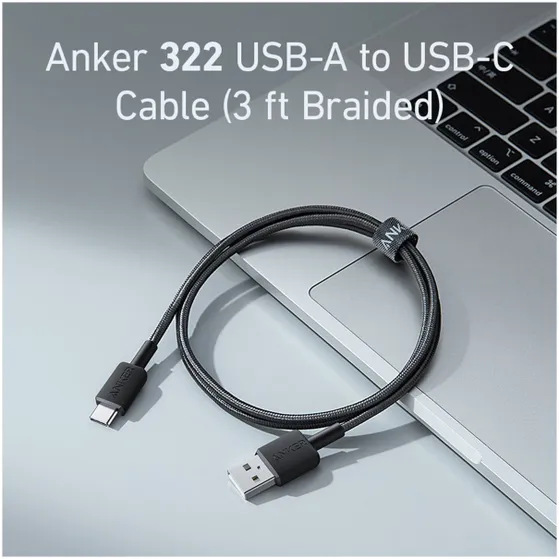 Anker 322 USB-A to USB-C Cable Nylon 1.8M Zwart