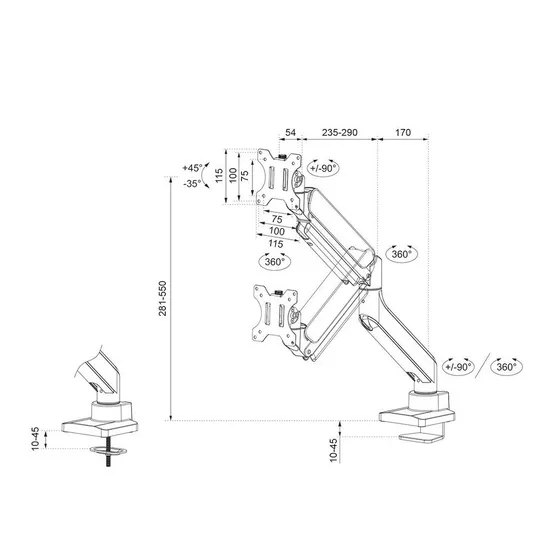 Neomounts DS70-450BL1 Zwart