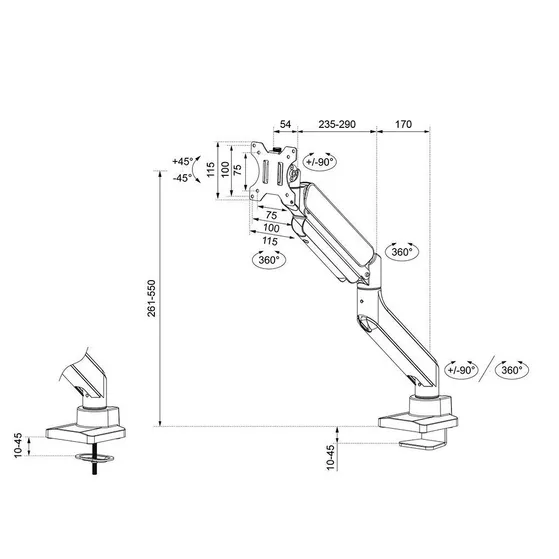 Neomounts DS70PLUS-450BL1 Zwart