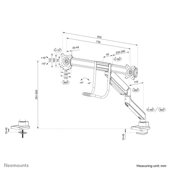 Neomounts DS75-450WH2 Wit